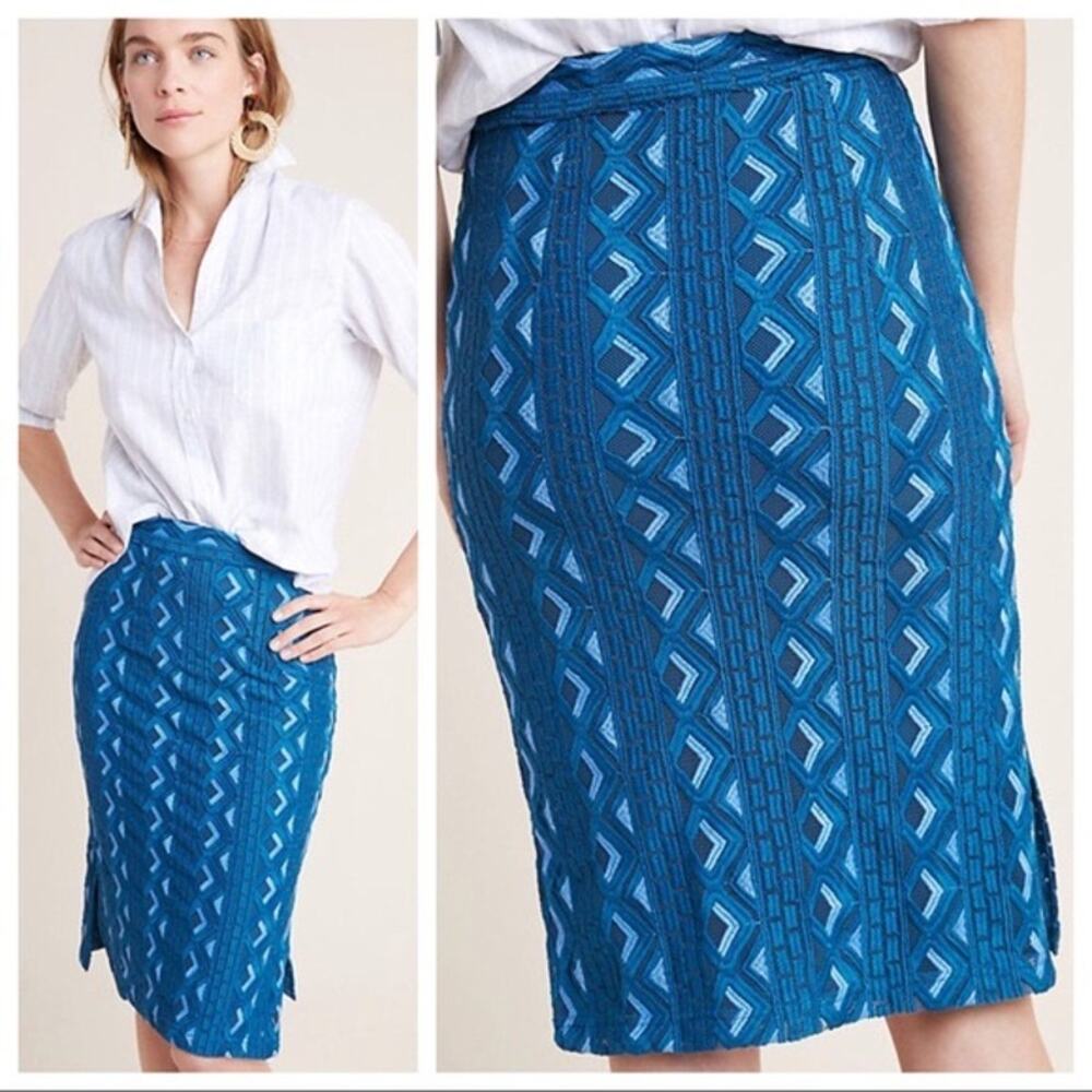 278-Anthropologie Sienna Embroidered Pencil Skirt size 14 NWOT / Waist 17”